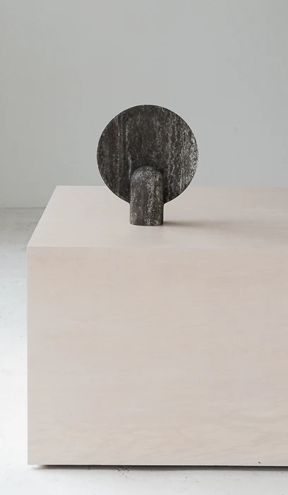 Studio Henry Wilson Black Travertine Surface Sconce Table Lamp - Image 5