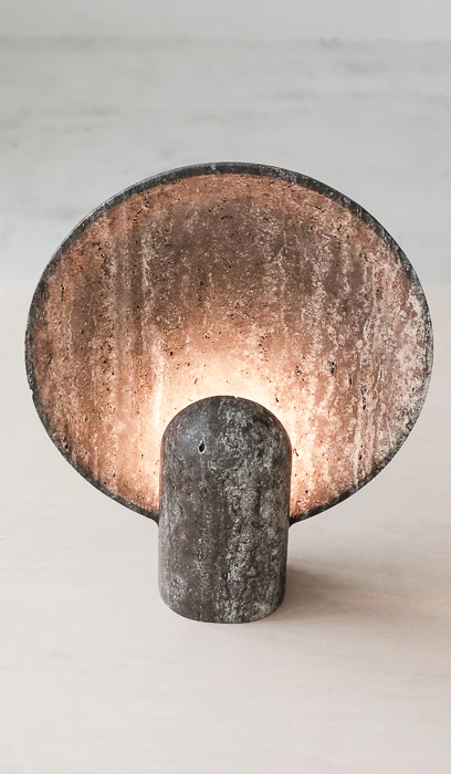 Studio Henry Wilson Black Travertine Surface Sconce Table Lamp - Image 6