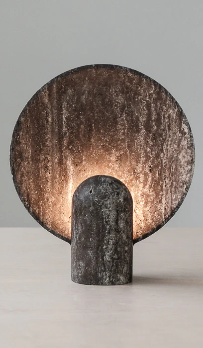 Studio Henry Wilson Black Travertine Surface Sconce Table Lamp - Image 8